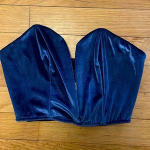 victoria’s secret 32d corset top velvet blue lace